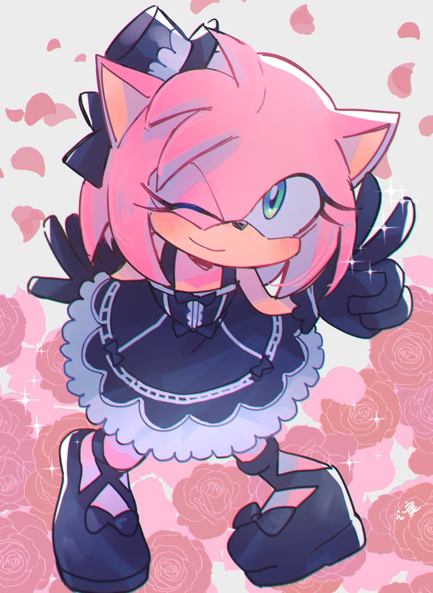 amy rose (sonic and 1 more) drawn by kokomi_(aniesuakkaman)