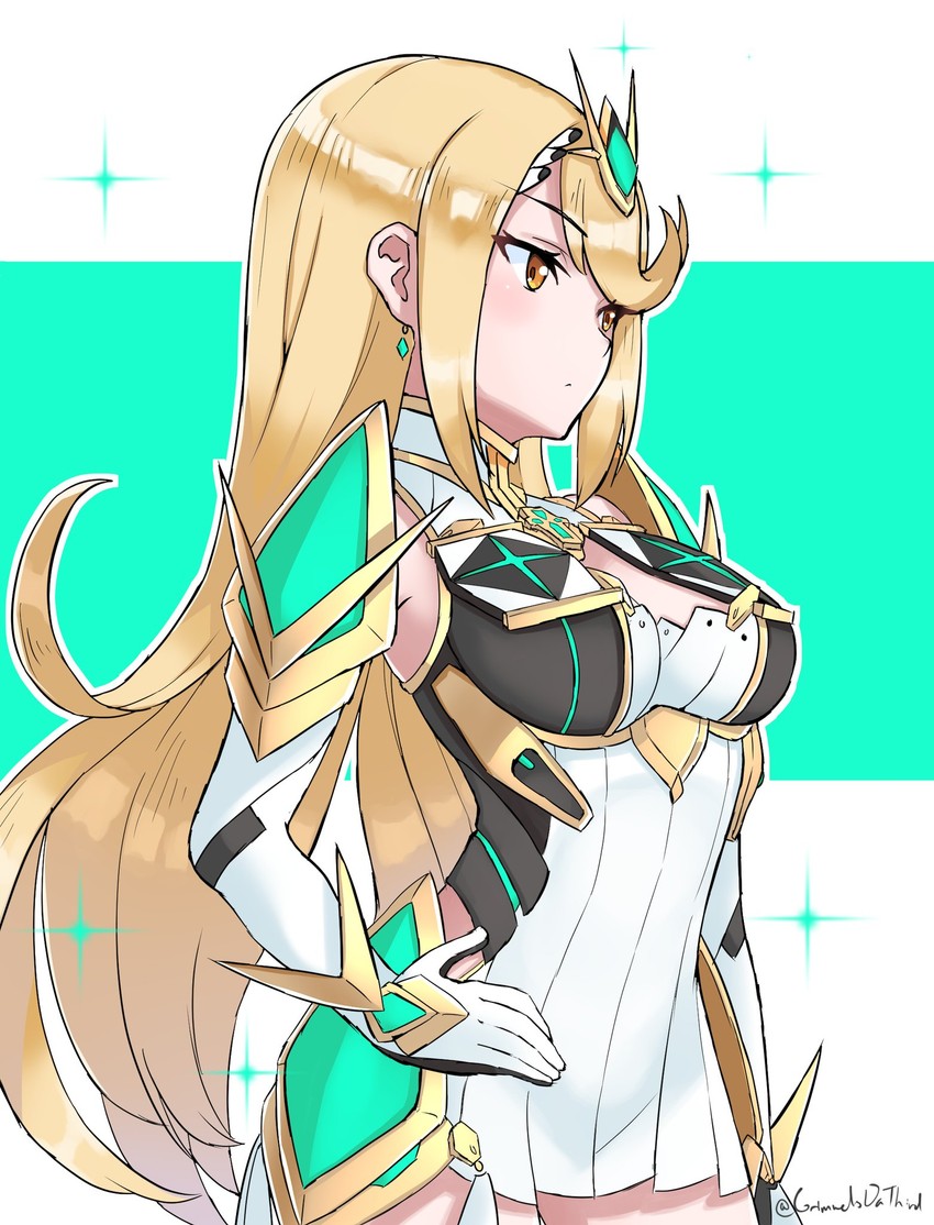 mythra (xenoblade chronicles and 1 more) drawn by grimmelsdathird