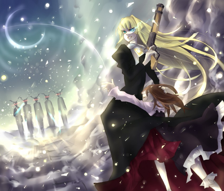 ushiromiya maria, ushiromiya rosa, and goatman (umineko no naku koro ni) drawn by saka_(pixiv)