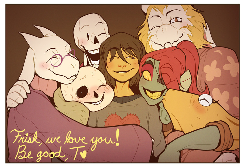 frisk, sans, papyrus, undyne, toriel, and 2 more (undertale) drawn by palidoozy-art