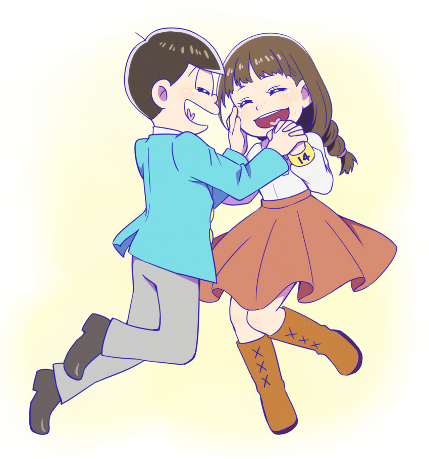matsuno jyushimatsu and jyushimatsu's girlfriend (osomatsu and 1 more) drawn by utakata_masara