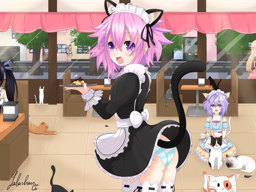 neptune, noire, blanc, vert, and pururut (neptune and 1 more) drawn by lalachan208