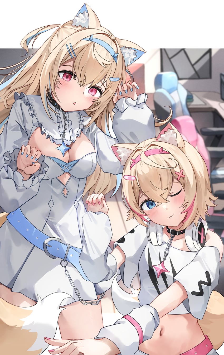 fuwawa abyssgard and mococo abyssgard (hololive and 1 more) drawn by tomone43