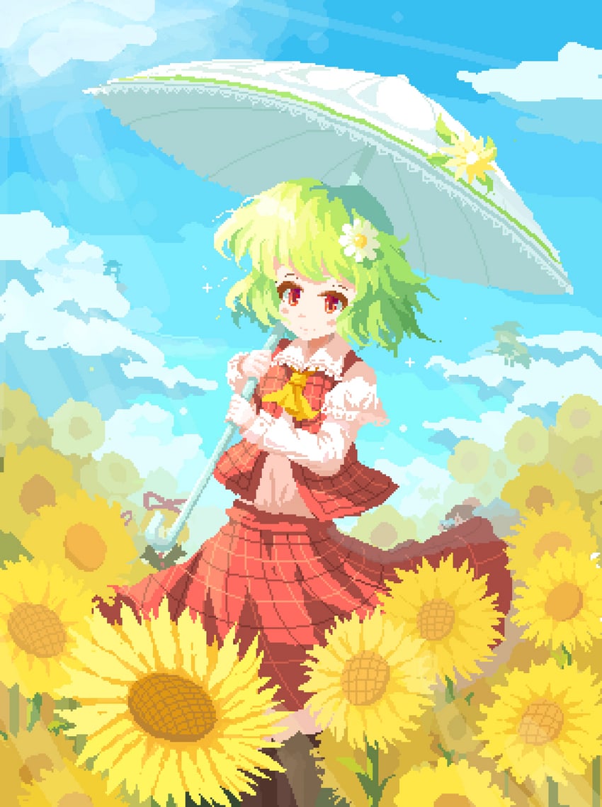 kirisame marisa, shameimaru aya, kazami yuuka, hinanawi tenshi, medicine melancholy, and 1 more (touhou) drawn by 02charaice20