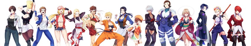 terry bogard, yagami iori, kusanagi kyou, k', ryou sakazaki, and 10 more (the king of fighters and 4 more) drawn by apollo_(pixiv884782)
