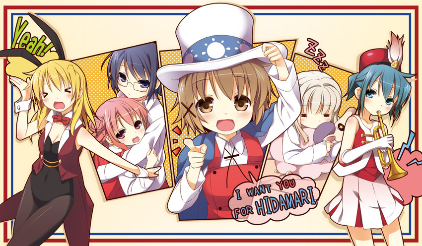 yuno, miyako, hiro, sae, nori, and 1 more (hidamari sketch and 1 more) drawn by yume_no_owari