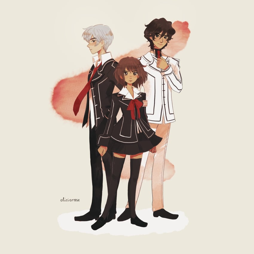 cross yuki, kuran kaname, and kiryuu zero (vampire knight) drawn by alicia_rose