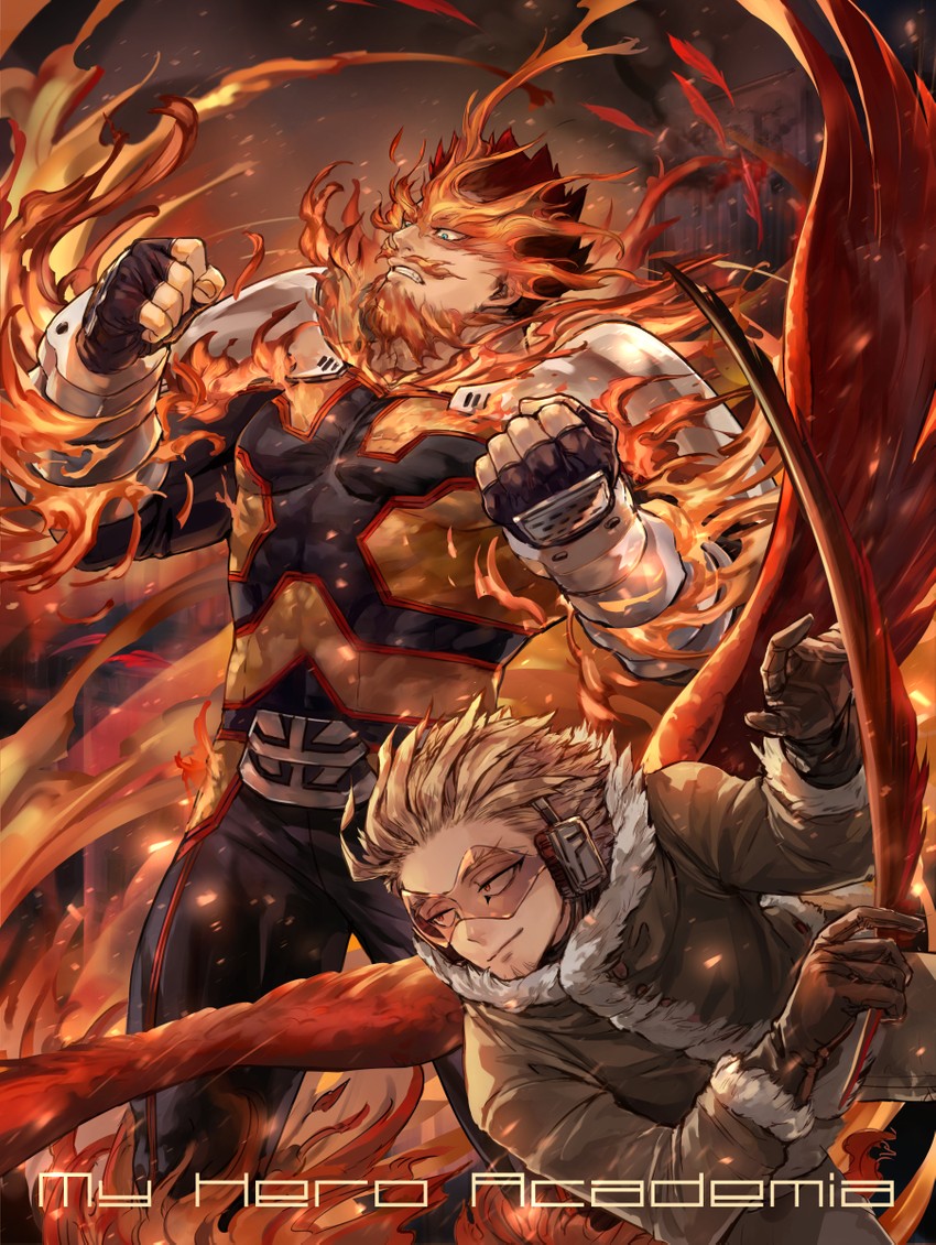 endeavor and hawks (boku no hero academia) drawn by shinomaru