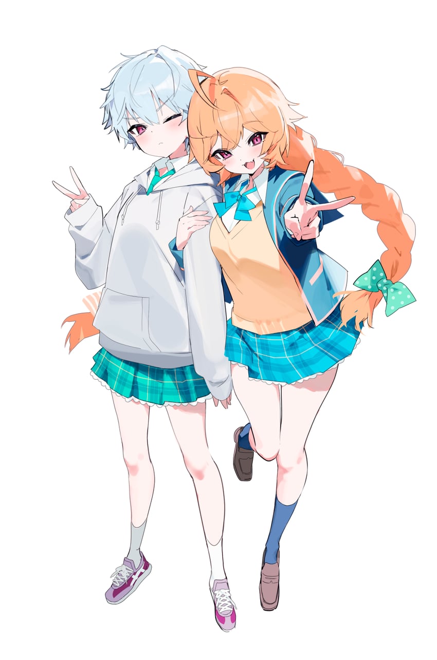 suzukawa rino and kimijima satoru (girlfriend) drawn by fuubuu