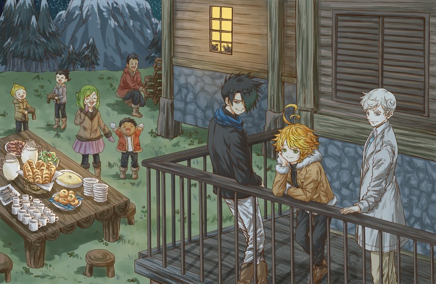emma, norman, ray, gilda, phil, and 3 more (yakusoku no neverland) drawn by ayks