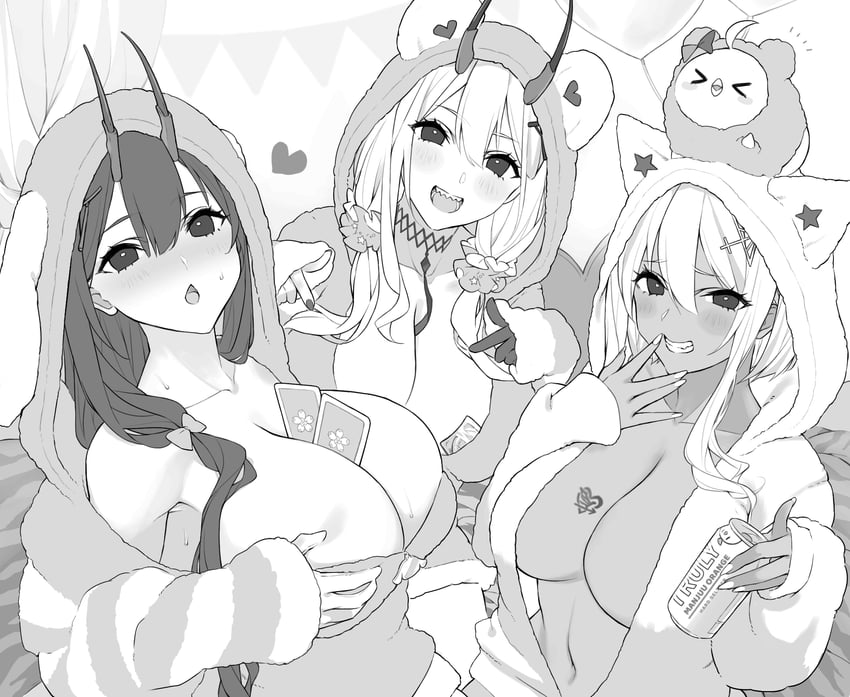 manjuu, suzuya, kumano, and marblehead (azur lane) drawn by piwka