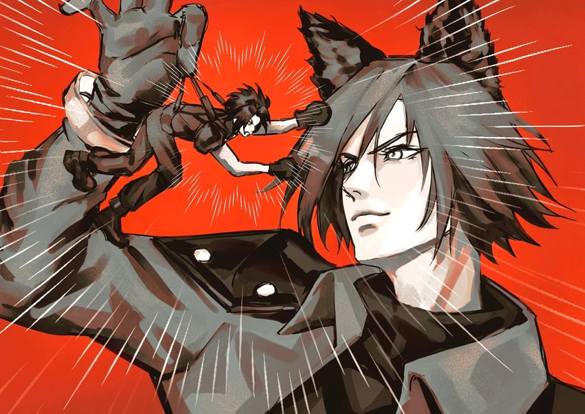 zack fair and genesis rhapsodos (final fantasy and 2 more) drawn by flat4444