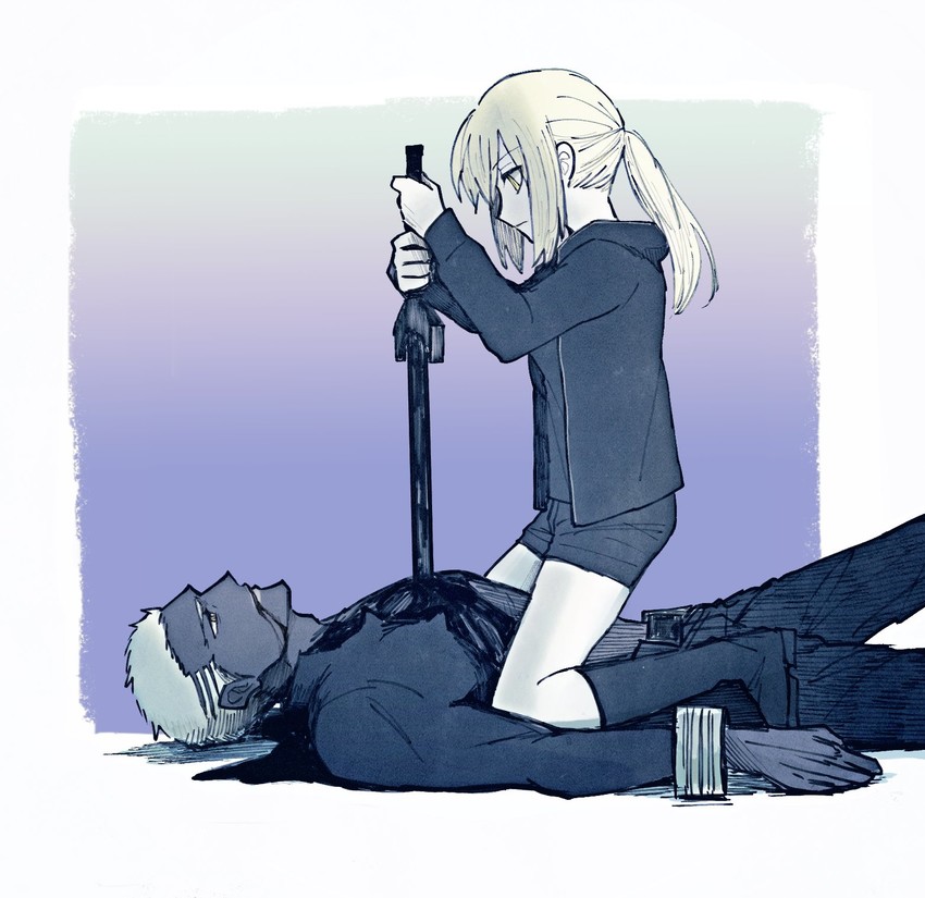 artoria pendragon, saber alter, and emiya alter (fate and 3 more) drawn by gupaon
