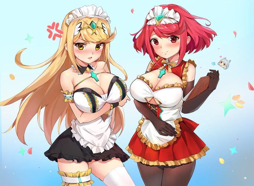 pyra, mythra, and nia (xenoblade chronicles and 1 more) drawn by kiiro_kimi