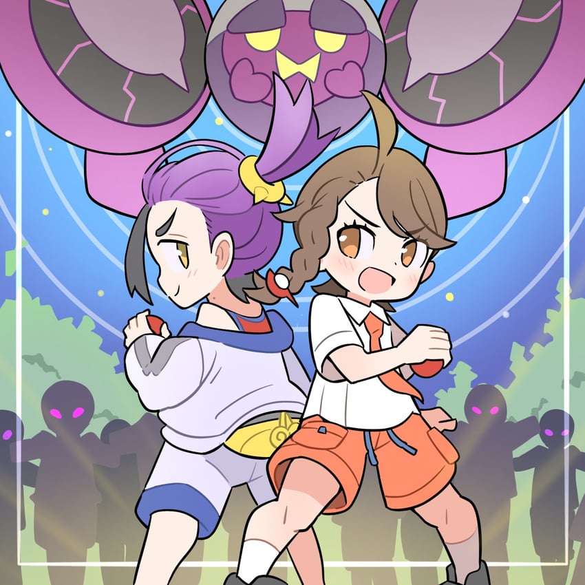 kieran, juliana, and pecharunt (pokemon and 1 more) drawn by rgurei0529