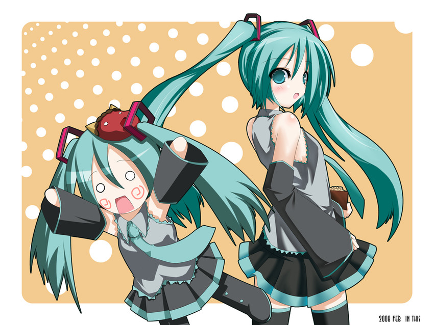 hatsune miku and hachune miku (vocaloid) drawn by chu_(chu_inthis)