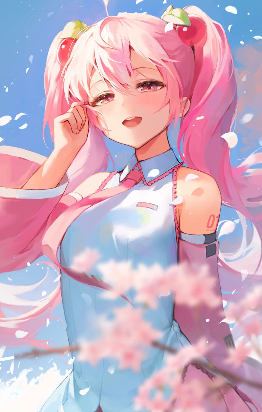 hatsune miku and sakura miku (vocaloid) drawn by eso_(toory)