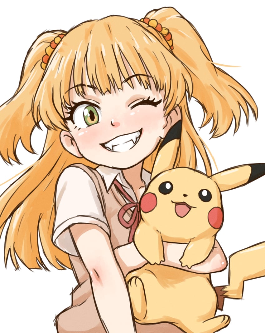 pikachu and jougasaki rika (pokemon and 2 more) drawn by beachepisode