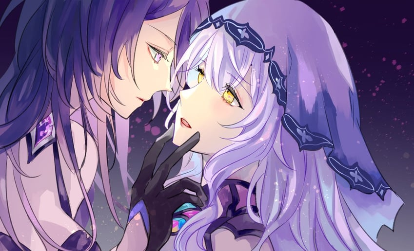 acheron and black swan (honkai and 1 more) drawn by fokacchi