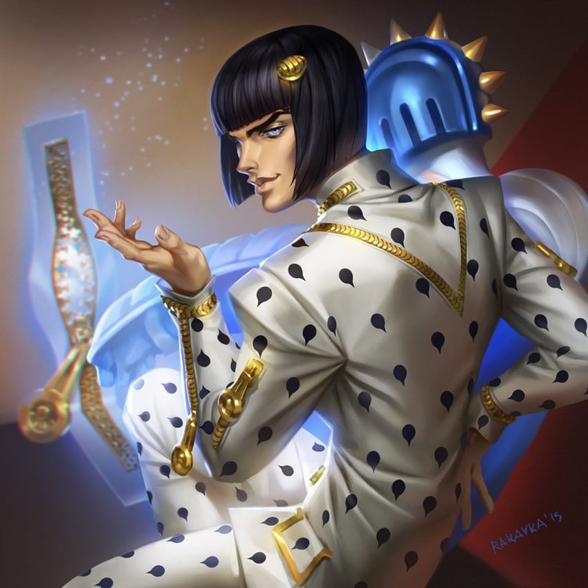 bruno bucciarati and sticky fingers (jojo no kimyou na bouken and 1 more) drawn by rakavka