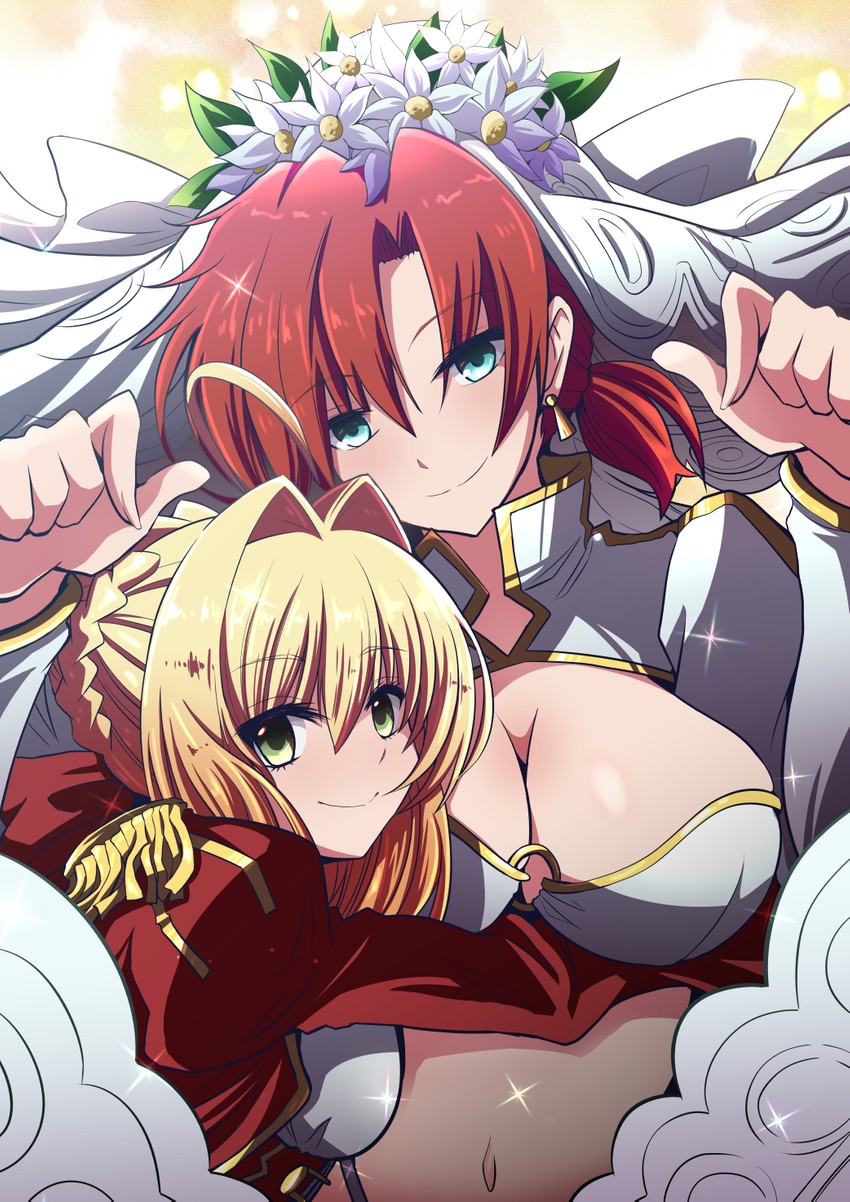 nero claudius and boudica (fate and 2 more) drawn by fujitaka_nasu
