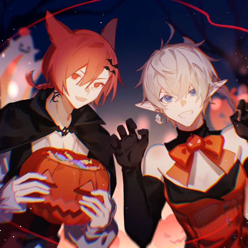 g'raha tia and alisaie leveilleur (final fantasy and 1 more) drawn by lluyss