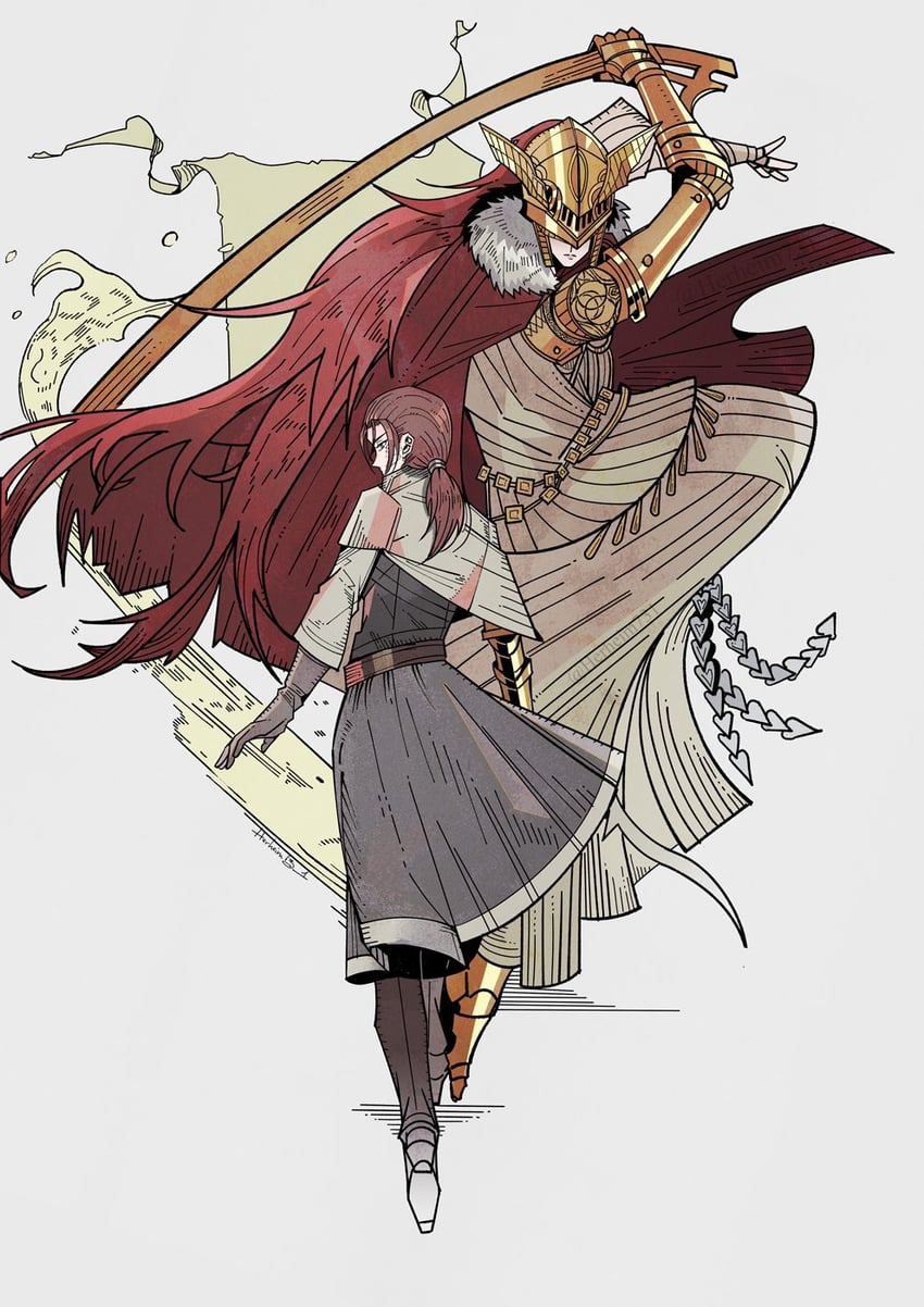 malenia blade of miquella and millicent (elden ring) drawn by herheim