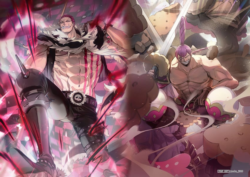 charlotte katakuri and charlotte cracker (one piece) drawn by no-kan