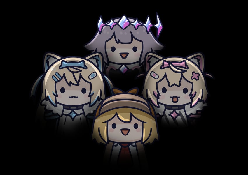 watson amelia, fuwawa abyssgard, mococo abyssgard, koseki bijou, and smol ame (hololive and 3 more) drawn by phdpigeon