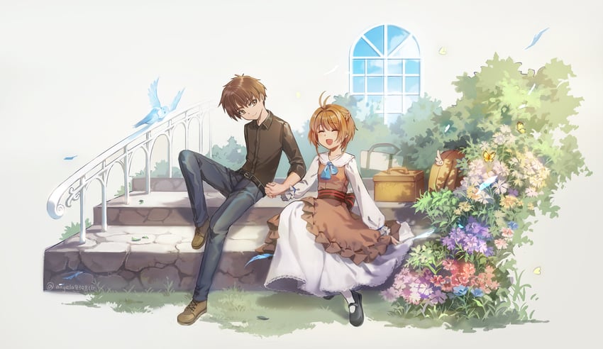 kinomoto sakura and li syaoran (cardcaptor sakura) drawn by shuang_xiyu
