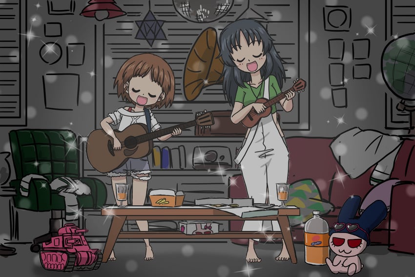 yamagou ayumi and sakaguchi karina (girls und panzer and 2 more) drawn by takahashi_kurage