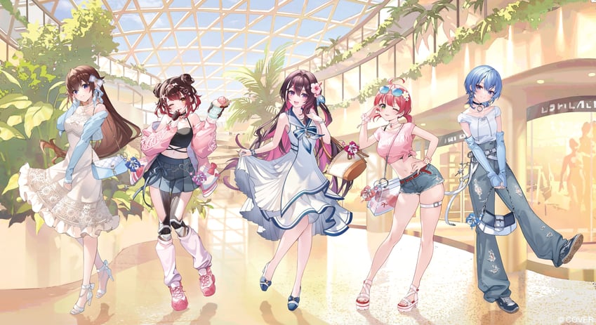 hoshimachi suisei, sakura miko, azki, tokino sora, and roboco-san (hololive) drawn by noir_eku