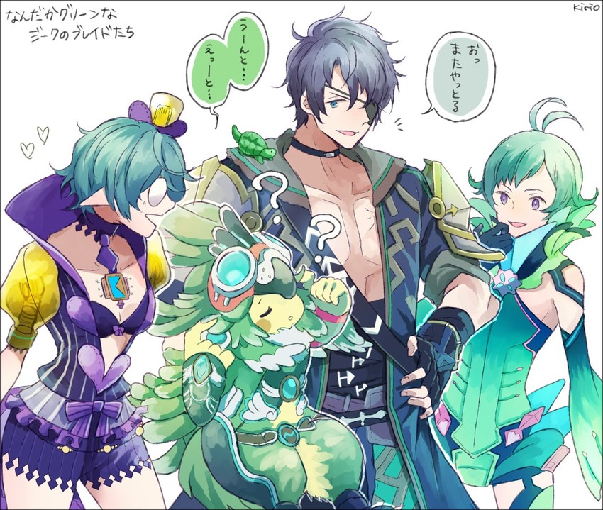 pandoria, zeke von genbu, finch, and floren (xenoblade chronicles and 1 more) drawn by okii