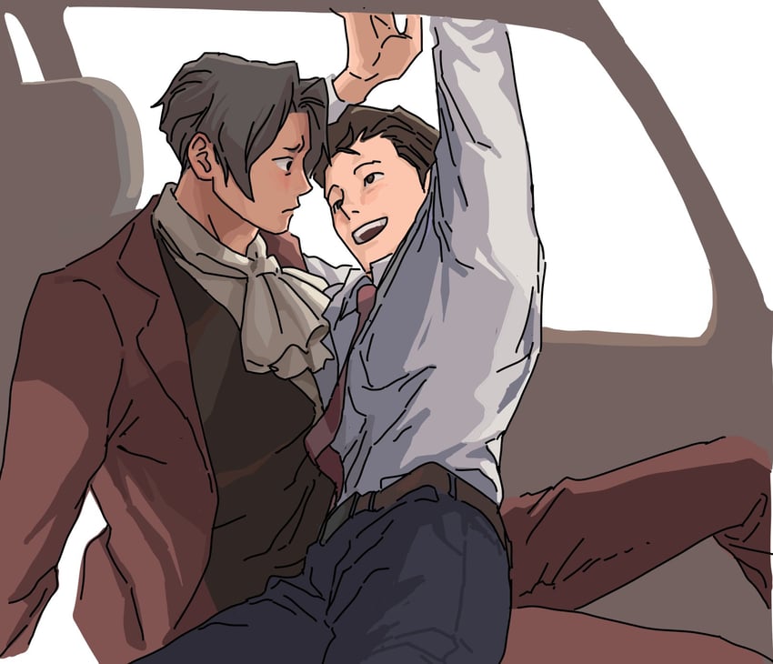 phoenix wright and miles edgeworth (ace attorney) drawn by jibog1043588
