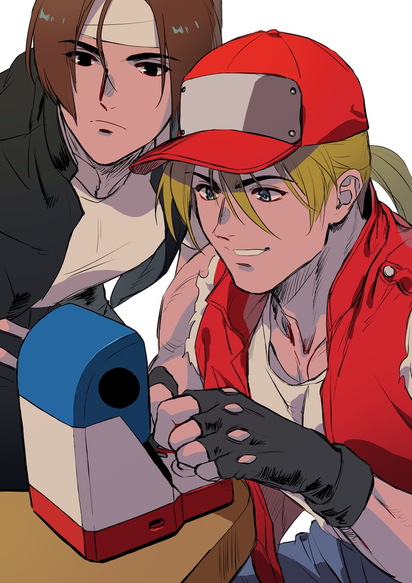 terry bogard and kusanagi kyou (the king of fighters and 1 more) drawn by beniazumaru