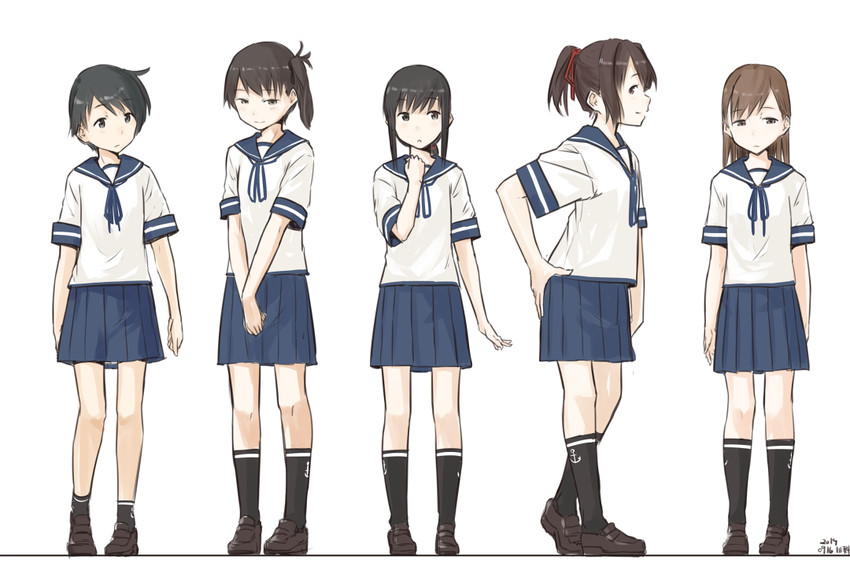kaga, fubuki, ooi, mogami, and ise (kantai collection) drawn by kawashina_(momen_silicon)