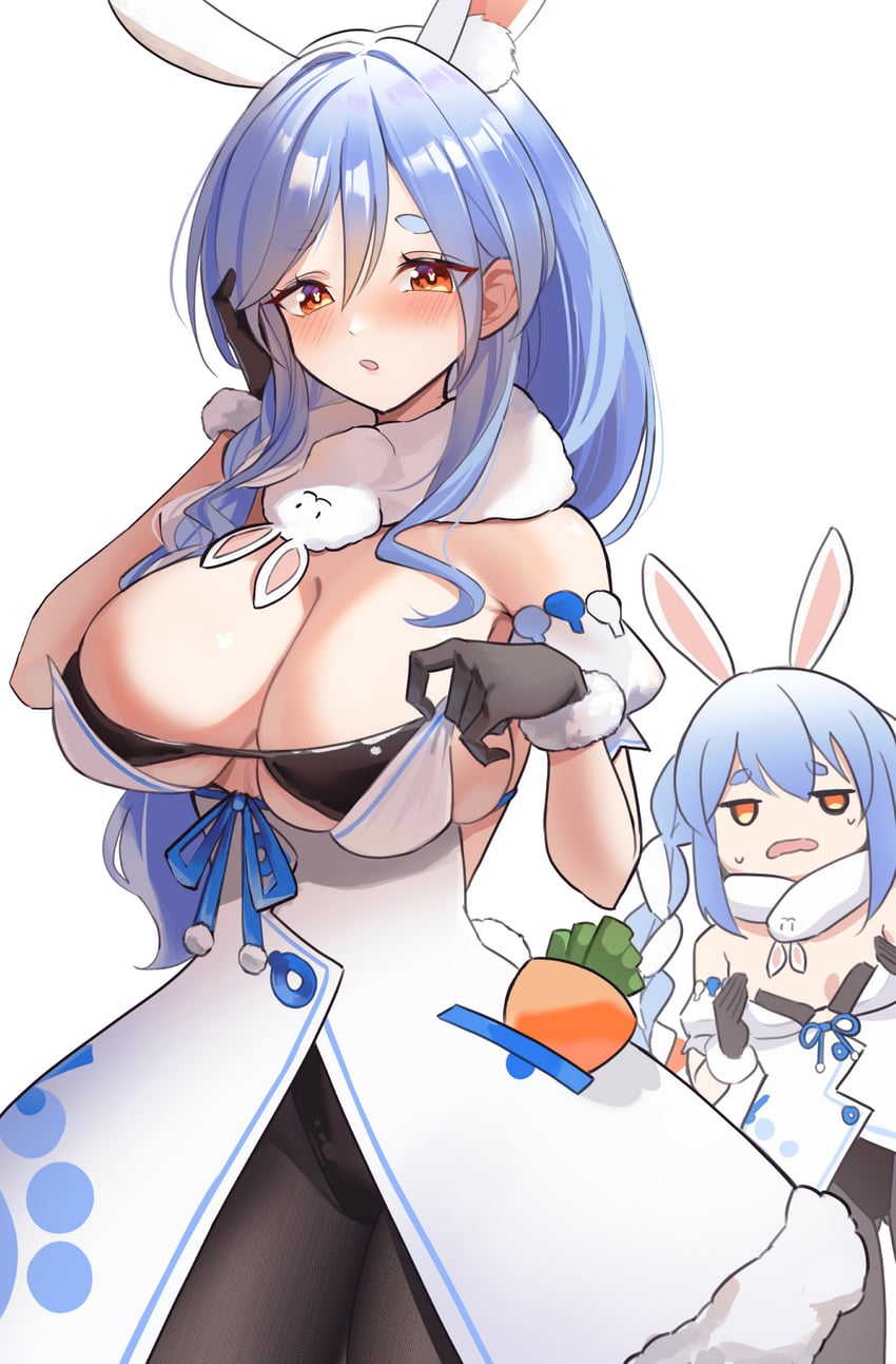 usada pekora, don-chan, and pekomama (hololive) drawn by remirii
