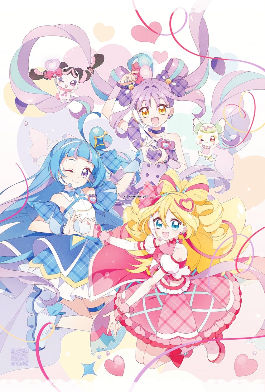 sakura uta, cure idol, shigure kokoro, aokaze nana, cure wink, and 3 more (precure and 1 more) drawn by qianxia_yell