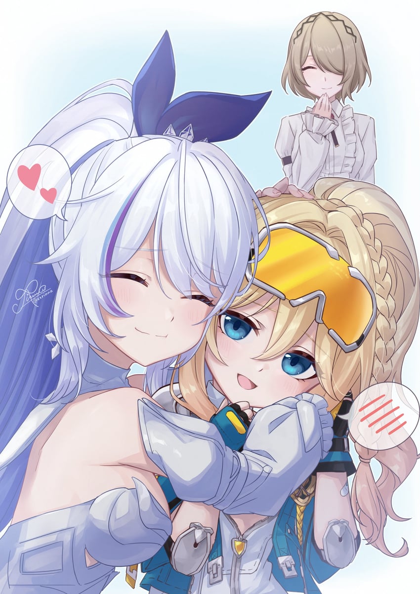 kiana kaslana, rita rossweisse, and durandal (honkai and 1 more) drawn by rinna_(xxrinna)