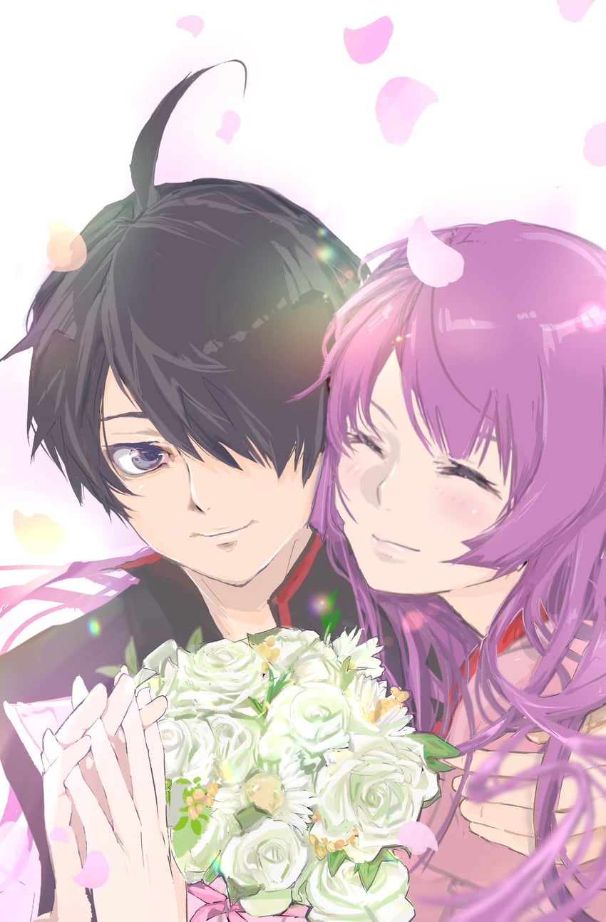 senjougahara hitagi and araragi koyomi (monogatari and 1 more) drawn by usa003uni