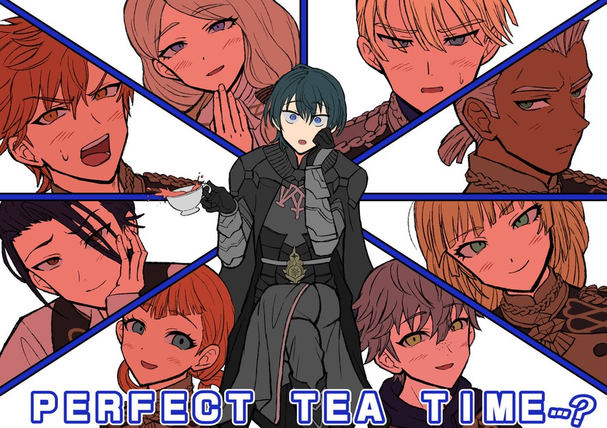dimitri alexandre blaiddyd, male byleth, ingrid brandl galatea, sylvain jose gautier, mercedes von martritz, and 4 more (fire emblem and 1 more) drawn by kusodekablack