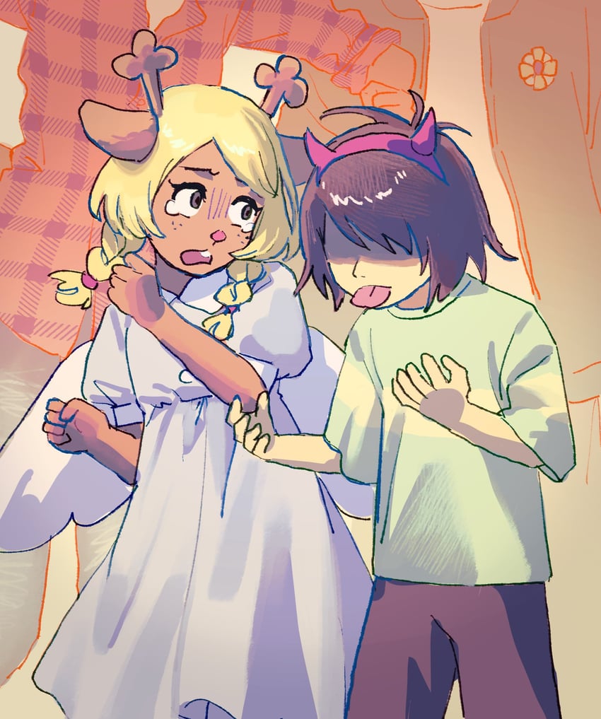 kris, asriel dreemurr, noelle holiday, and december holiday (deltarune) drawn by beryllium_game