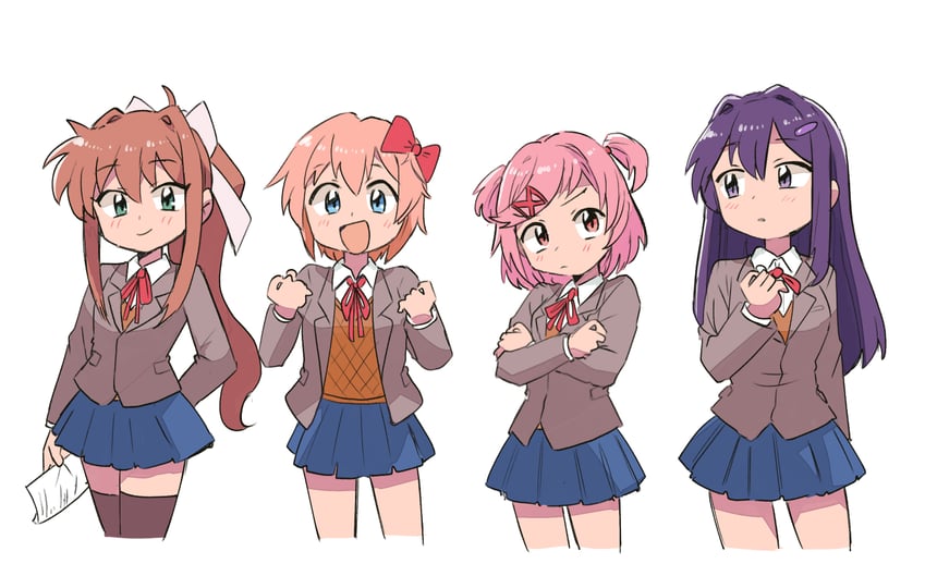 monika, natsuki, yuri, and sayori (doki doki literature club) drawn by tsubobot