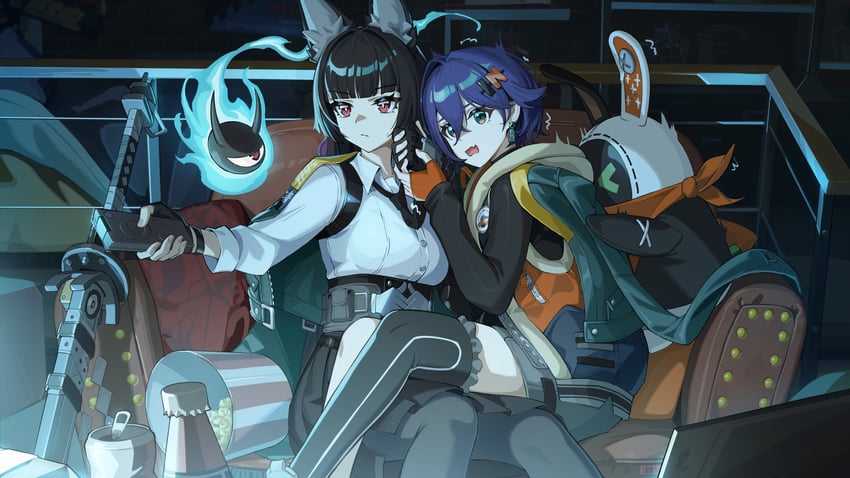 hoshimi miyabi, belle, eous, and tailless (zenless zone zero) drawn by rx-c