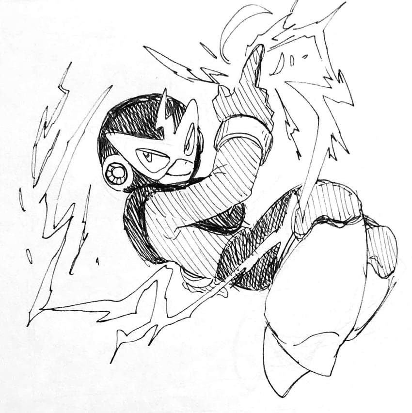 elec man (mega man and 1 more) drawn by takenokonoko