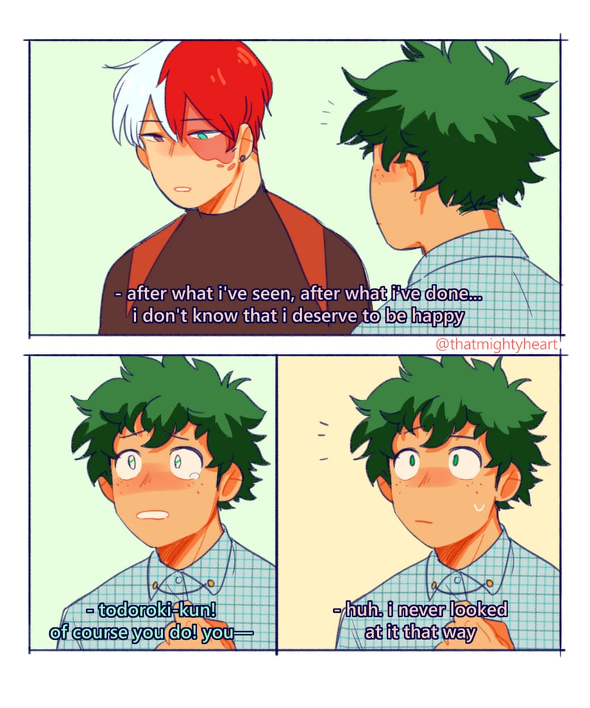 midoriya izuku and todoroki shoto (boku no hero academia and 1 more) drawn by thatmightyheart