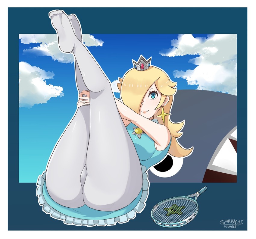 rosalina and chain chomp (mario and 3 more) drawn by sarukaiwolf