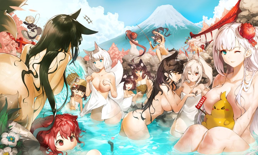 manjuu, atago, ayanami, kaga, akagi, and 9 more (azur lane) drawn by nike_(nike1060)
