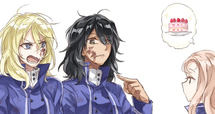 andou, oshida, and marie (girls und panzer) drawn by yuuyu_(777)
