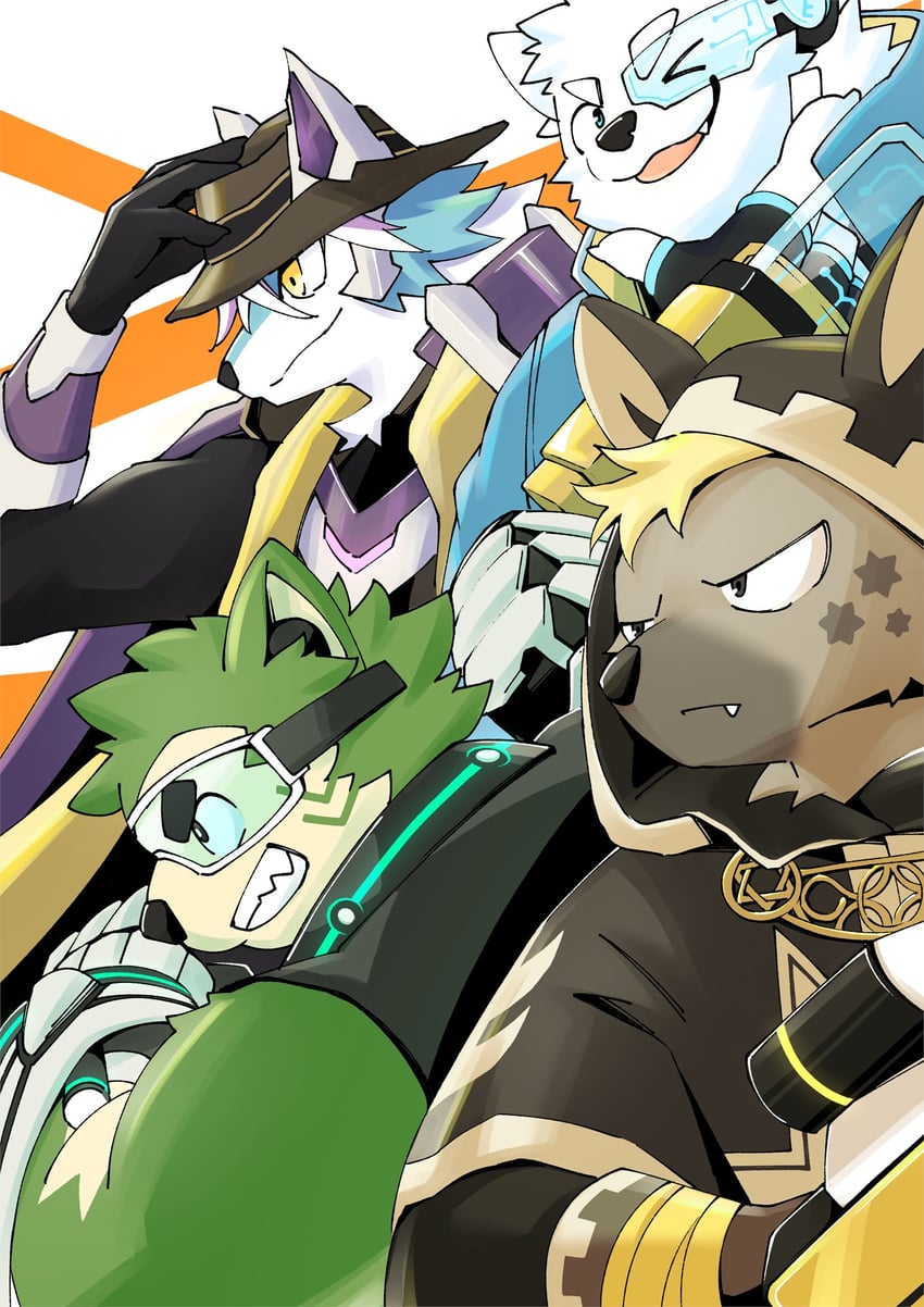 yohack, mokdai, roiker, and esperdica (live a hero) drawn by kakeroid